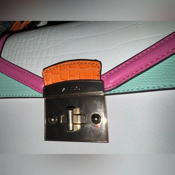ALDO White, Pink, Mint & Orange Top-Handle Satchel - Picture 3 of 10